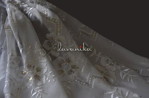 Sequin Work, Thread Embroidery on Dyeable Georgette Fabric DnoB7113RFD